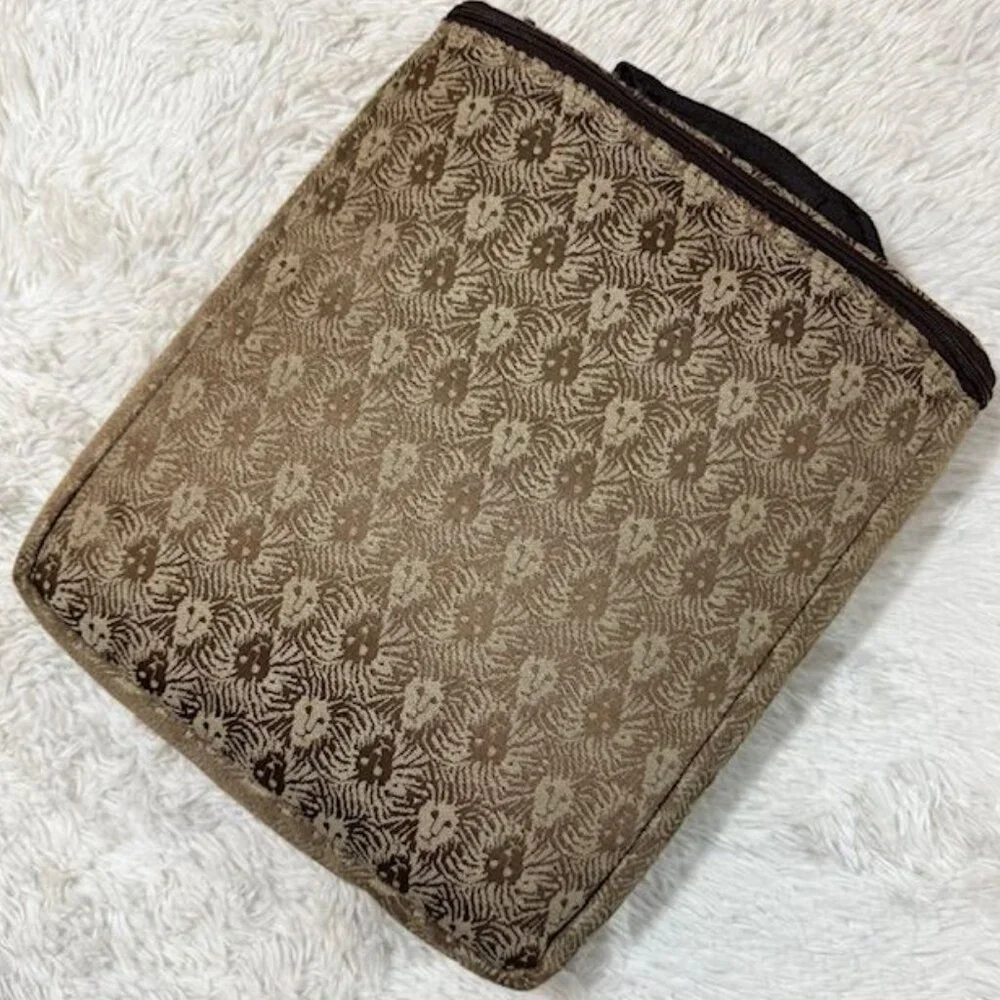 Vintage Anne Klein Bronze Lion Padded Laptop Sleeve Zip Top Handled Case